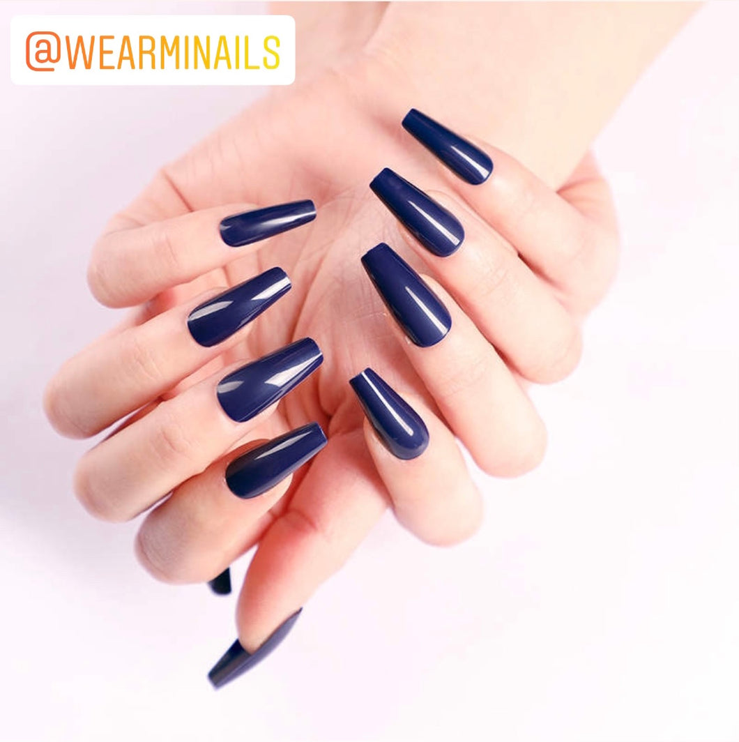 Press On Nails: Blue Glossy Coffin