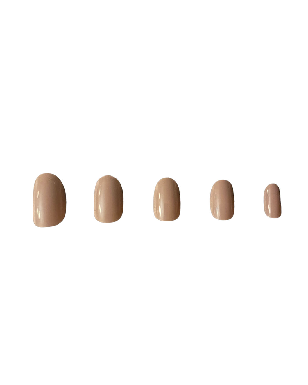 Press On Nails: Light Brown Glossy Round