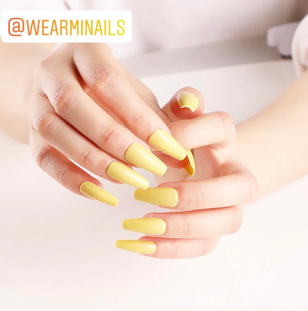 Press On Nails: Yellow Glossy Coffin